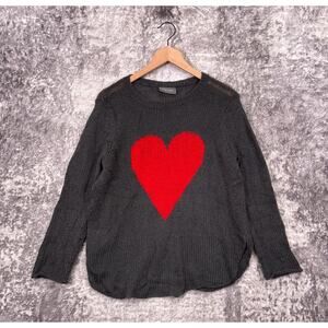 Wooden Ships Sweater XS Womens Gray Center Heart Knit Mohair Blend